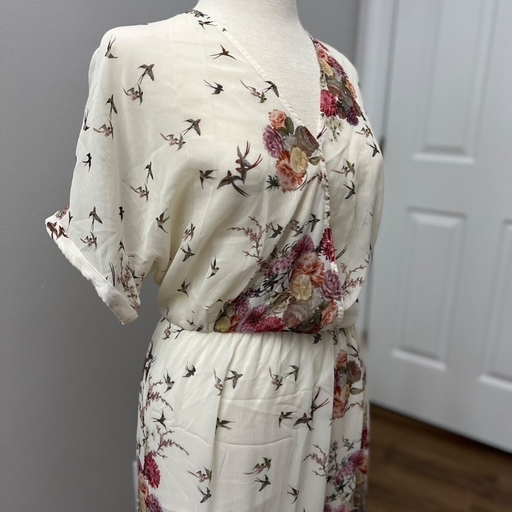 🎉Host Pick🎉 ZARA Trafaluc Bird / Floral Sheer Maxi Dress Sz M - Picture 4 of 15